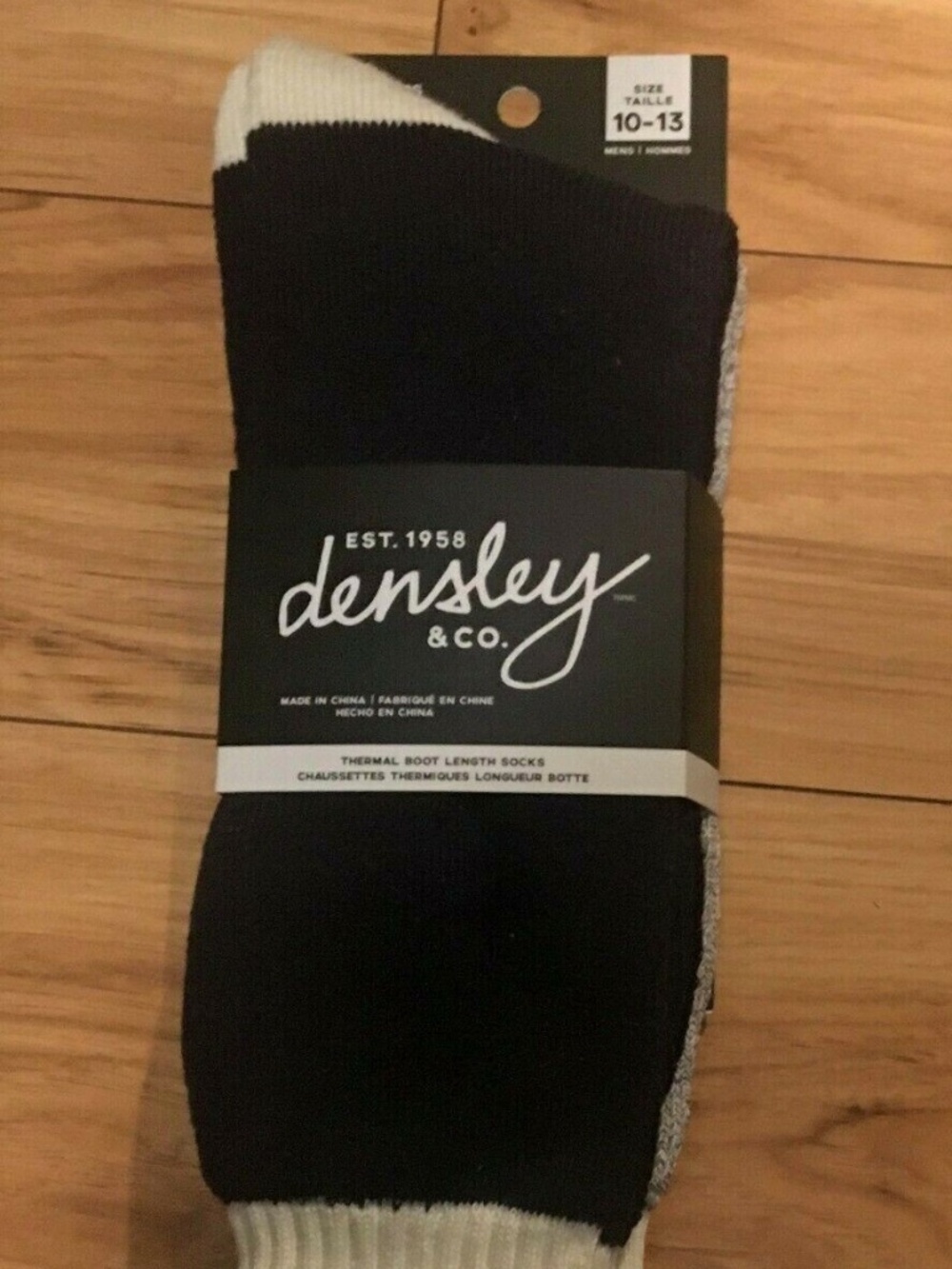 Men's Densley & Co Thermal Boot Length Socks 2 Pack Black White Gray 7-12 NEW